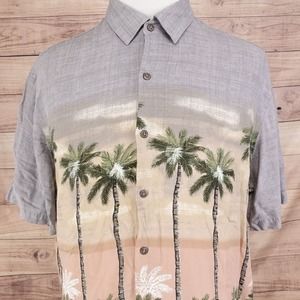 BATIK BAY EASY CARE 100% RAYON PALM TREES FLORAL HAWAIIAN SHIRT BUTTON UP XXL